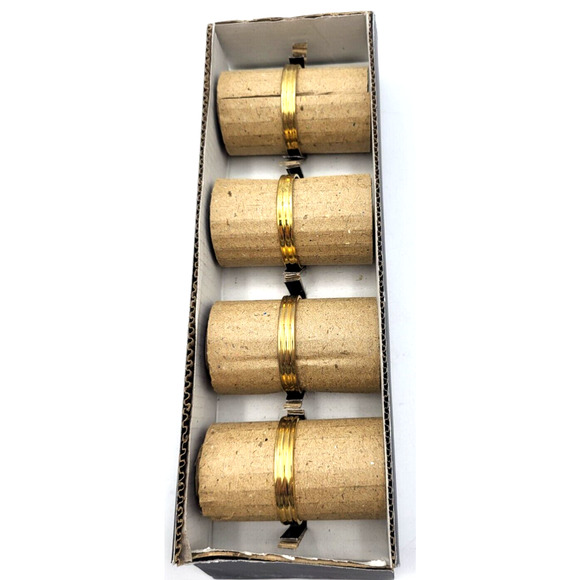 Gold Rhinestone Floral Star Napkin Rings 2" Set of 4 Classic Touch Decor NIB - Picture 6 of 12